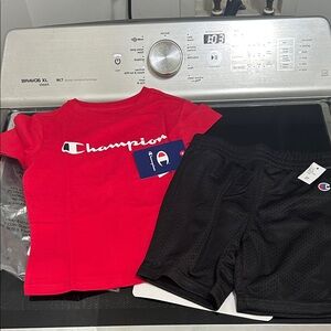 Boys 3T champion athletic 2 piece matching set tshirt mesh basketball shorts new